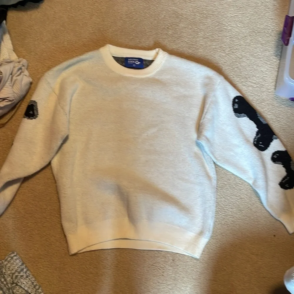 men’s large ribcage bones sweatshirt white with black bones - Picture 2 of 3